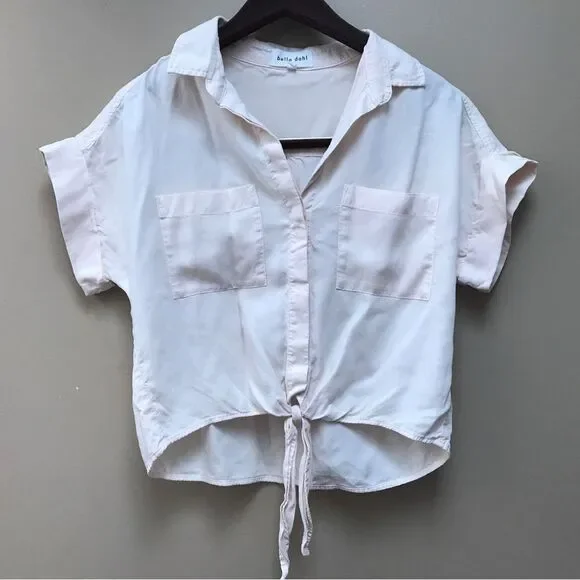 Bella Dahl  Women's Cap Sleeve Tie-Up Front Shirt Button-Up Women's Top (XS) - Picture 3 of 11